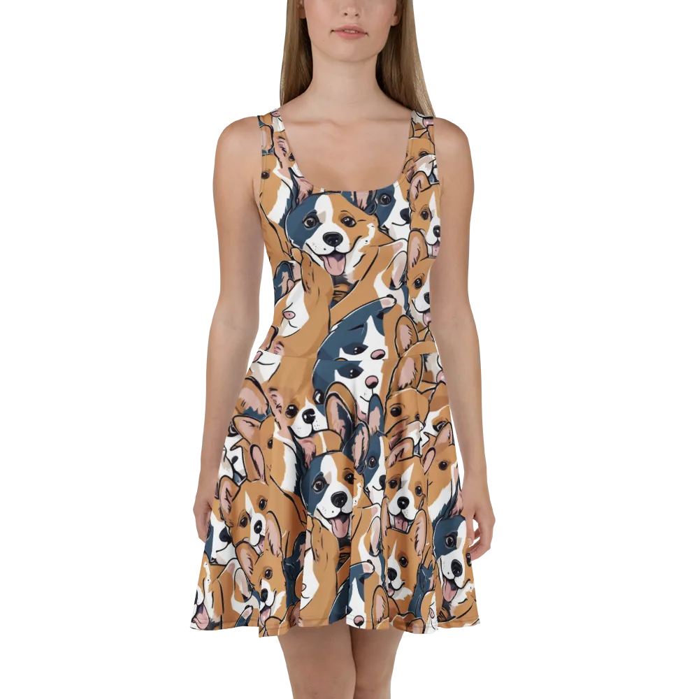 Corgi Caboodle on Skater Dress — Front