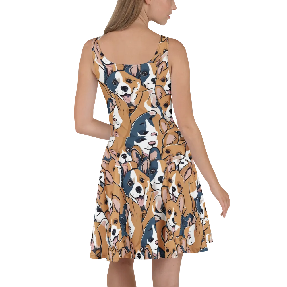 Corgi Caboodle on Skater Dress — Back