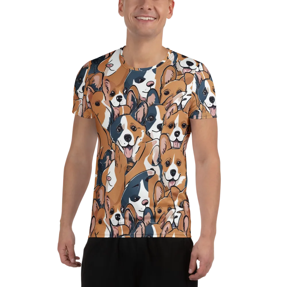 Corgi Caboodle on Men's Athletic T-Shirt — Front