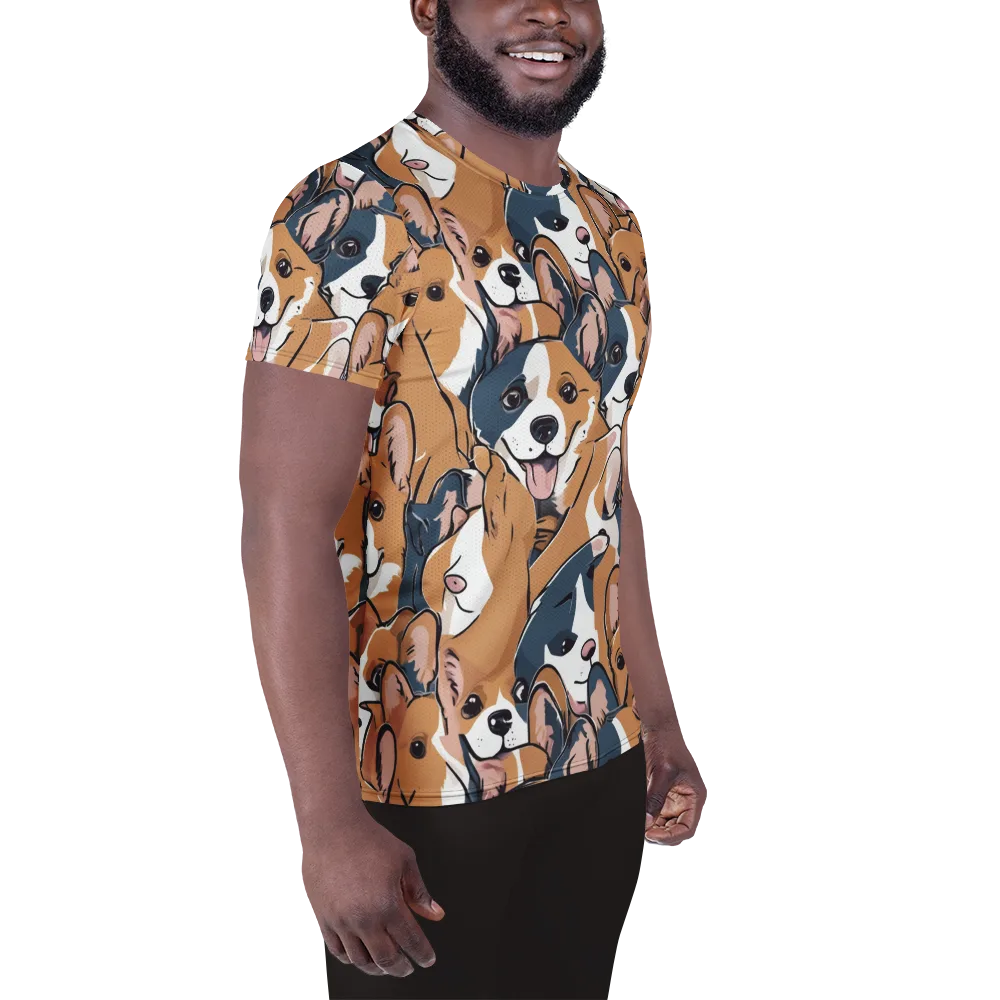 Corgi Caboodle on Men's Athletic T-Shirt — Right