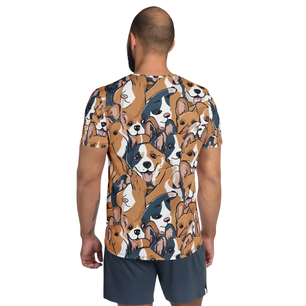 Corgi Caboodle on Men's Athletic T-Shirt — Back