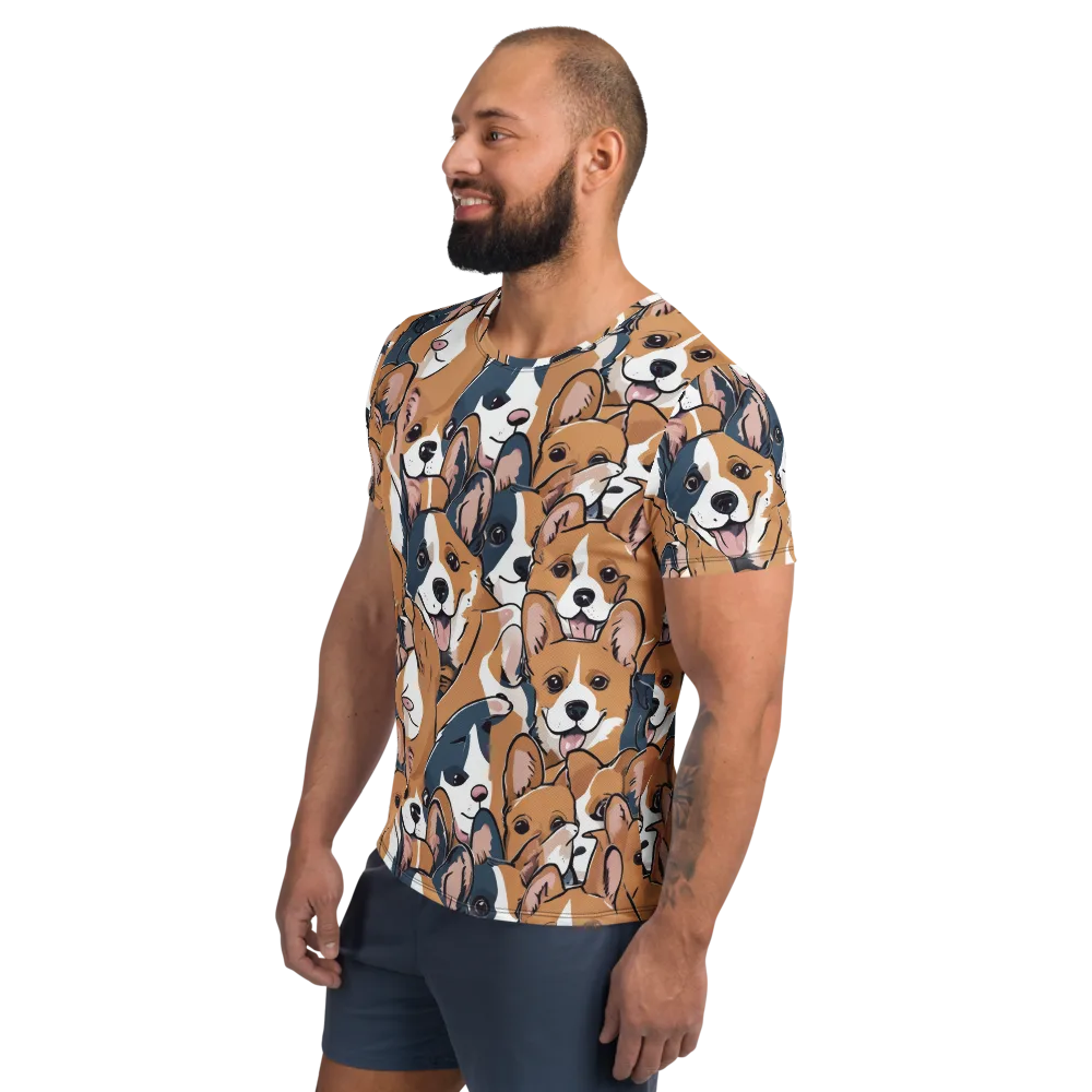 Corgi Caboodle on Men's Athletic T-Shirt — Left