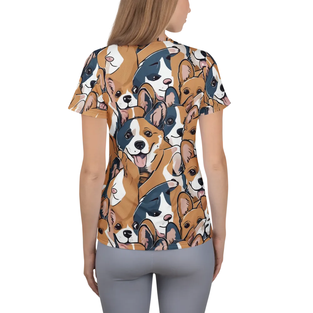 Corgi Caboodle on Women's Athletic T-Shirt — Back
