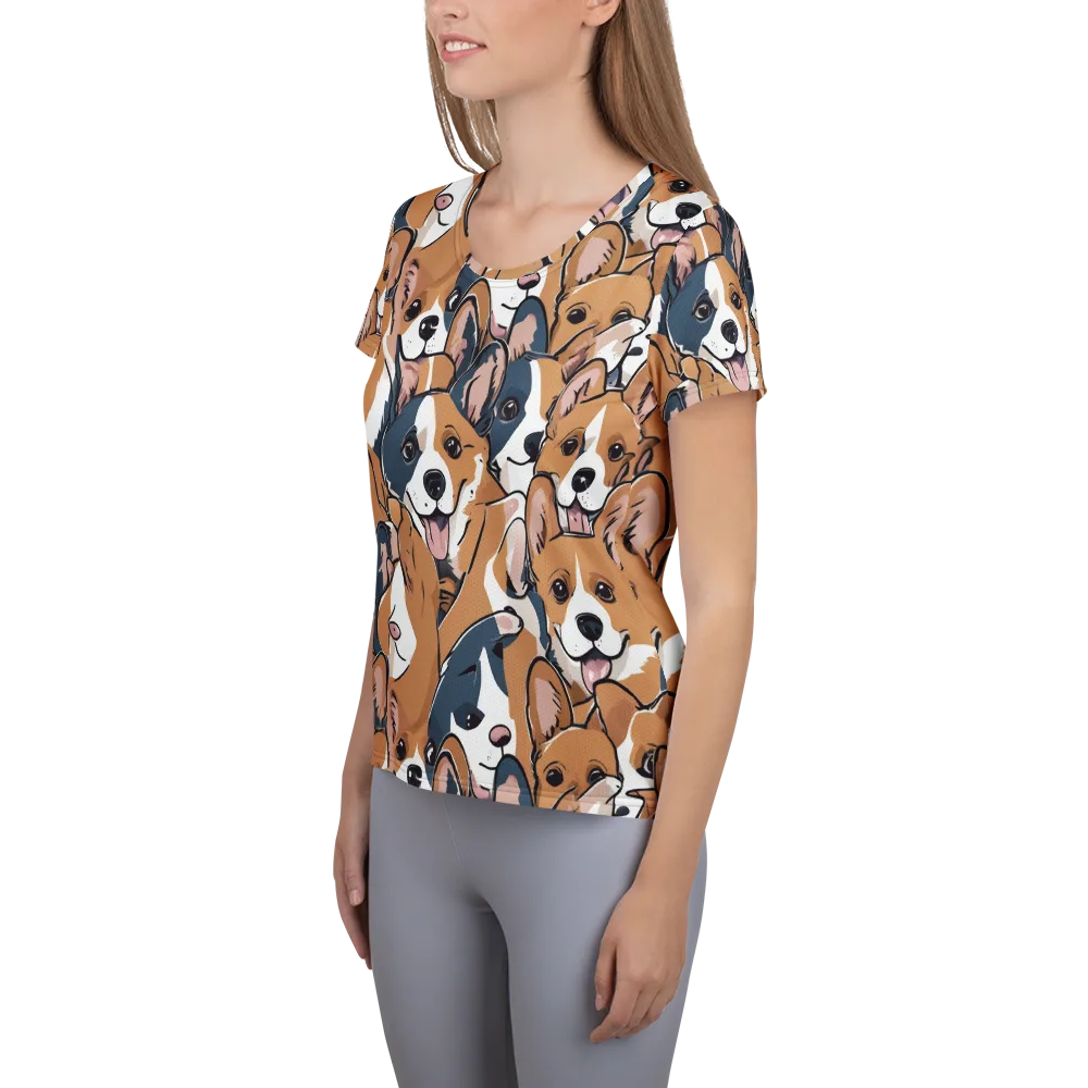 Corgi Caboodle on Women's Athletic T-Shirt — Left