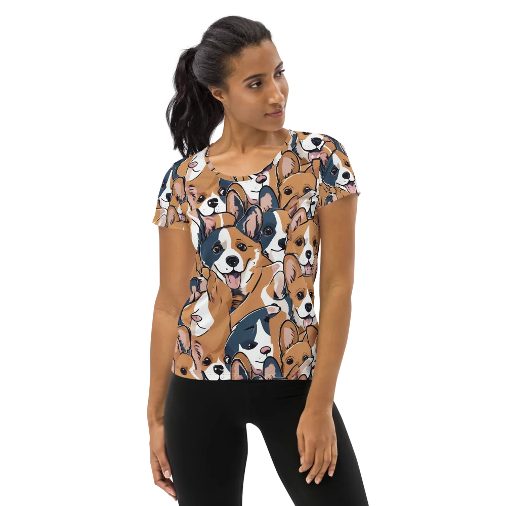Corgi Caboodle on Women's Athletic T-Shirt — Front