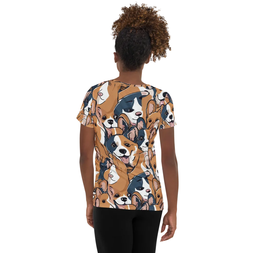 Corgi Caboodle on Women's Athletic T-Shirt — Back