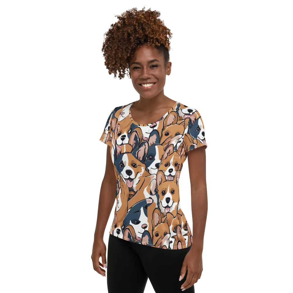 Corgi Caboodle on Women's Athletic T-Shirt — Left
