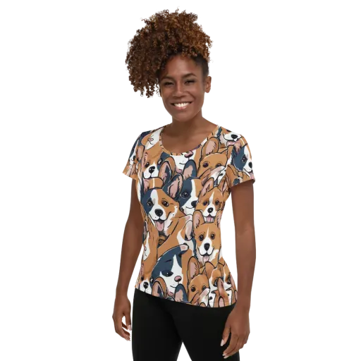 Corgi Caboodle on a Women's Athletic T-Shirt