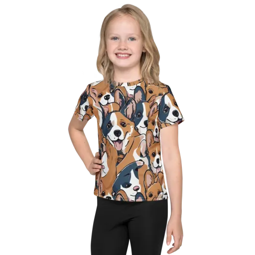 Corgi Caboodle on a Kids Crew Neck T-Shirt