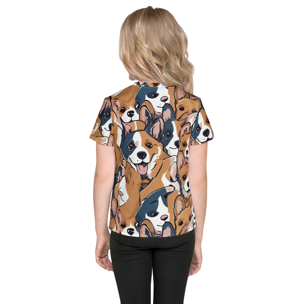 Corgi Caboodle on Kids Crew Neck T-Shirt — Back