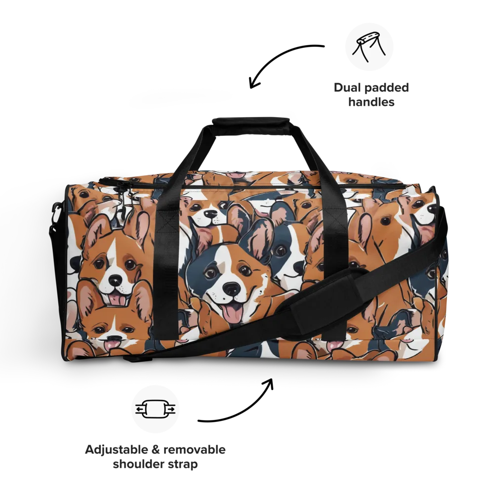 Corgi Caboodle on Duffle Bag — Front