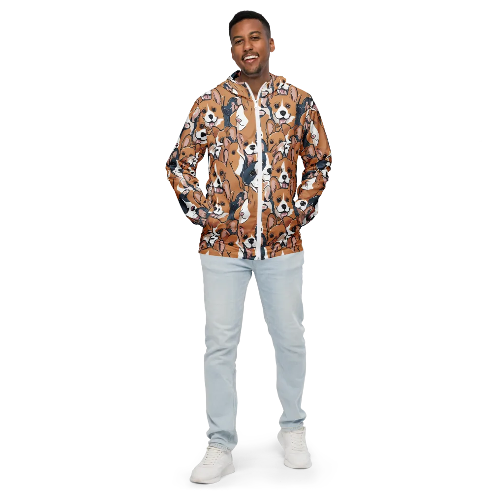 Corgi Caboodle on Men's Windbreaker — Front