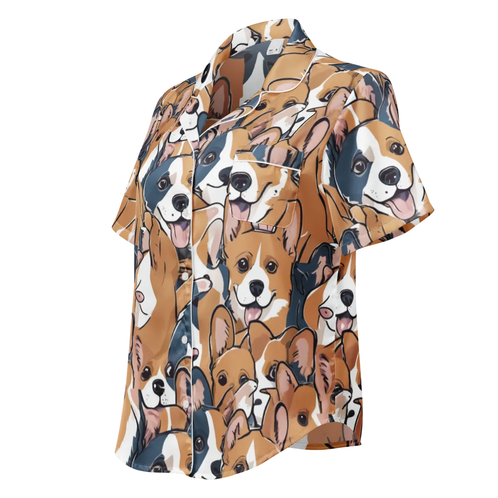 Corgi Caboodle on Women's Short Sleeve Pajama Top — Left Front