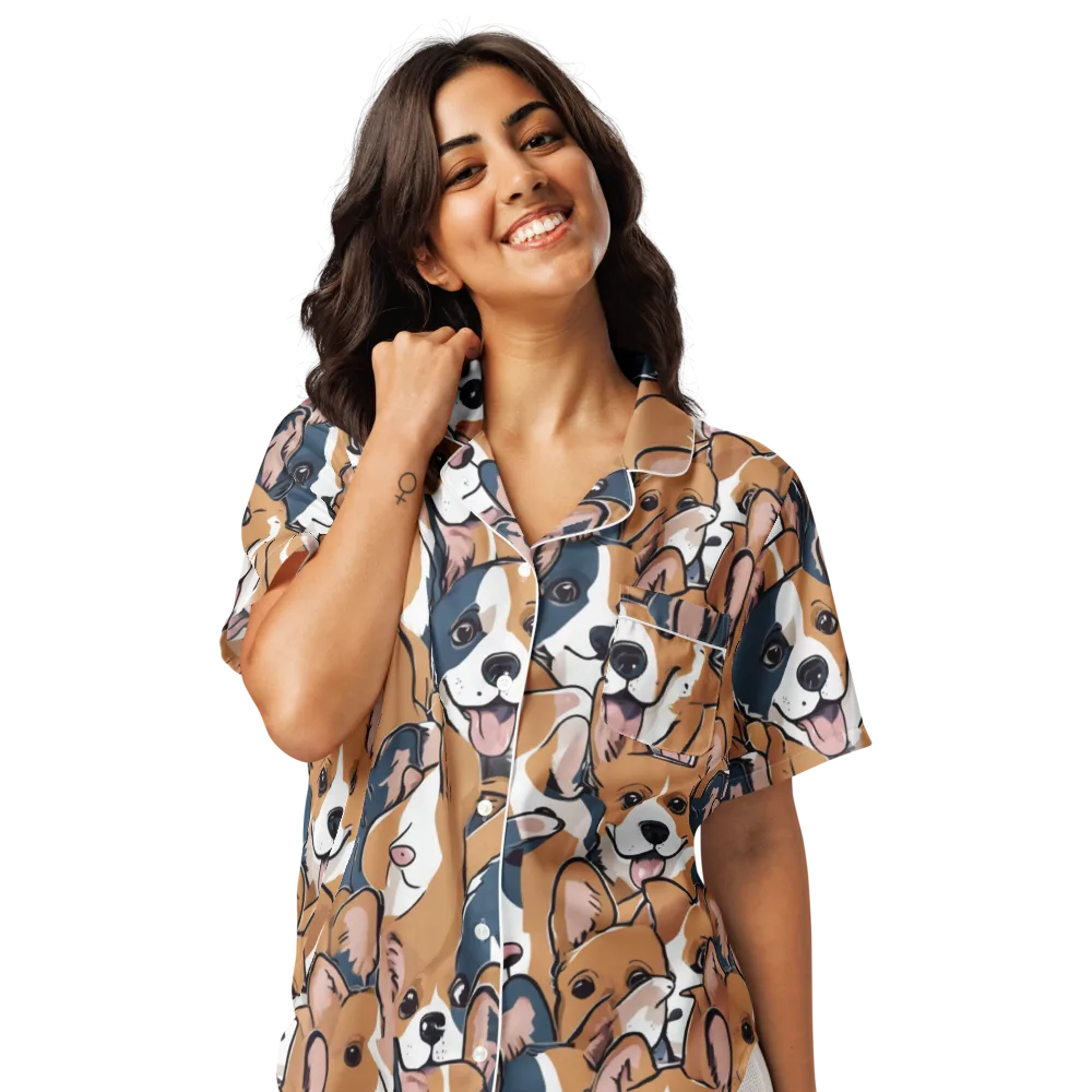 Corgi Caboodle on Women's Short Sleeve Pajama Top — Front