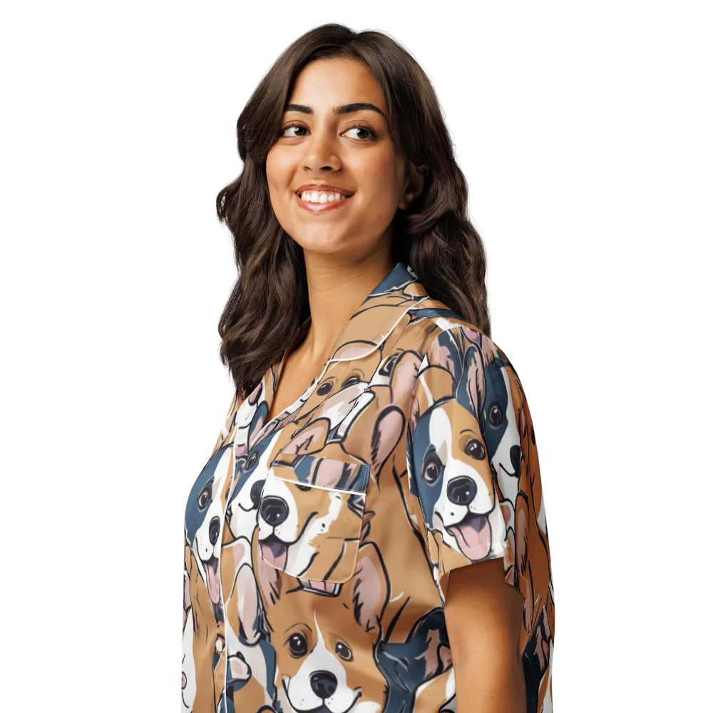 Corgi Caboodle on Women's Short Sleeve Pajama Top — Left Front