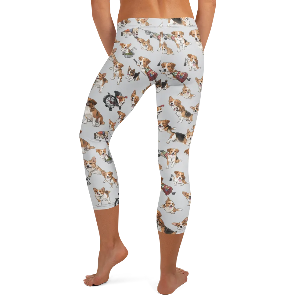 Good Dog Parade on Capri Leggings — Back