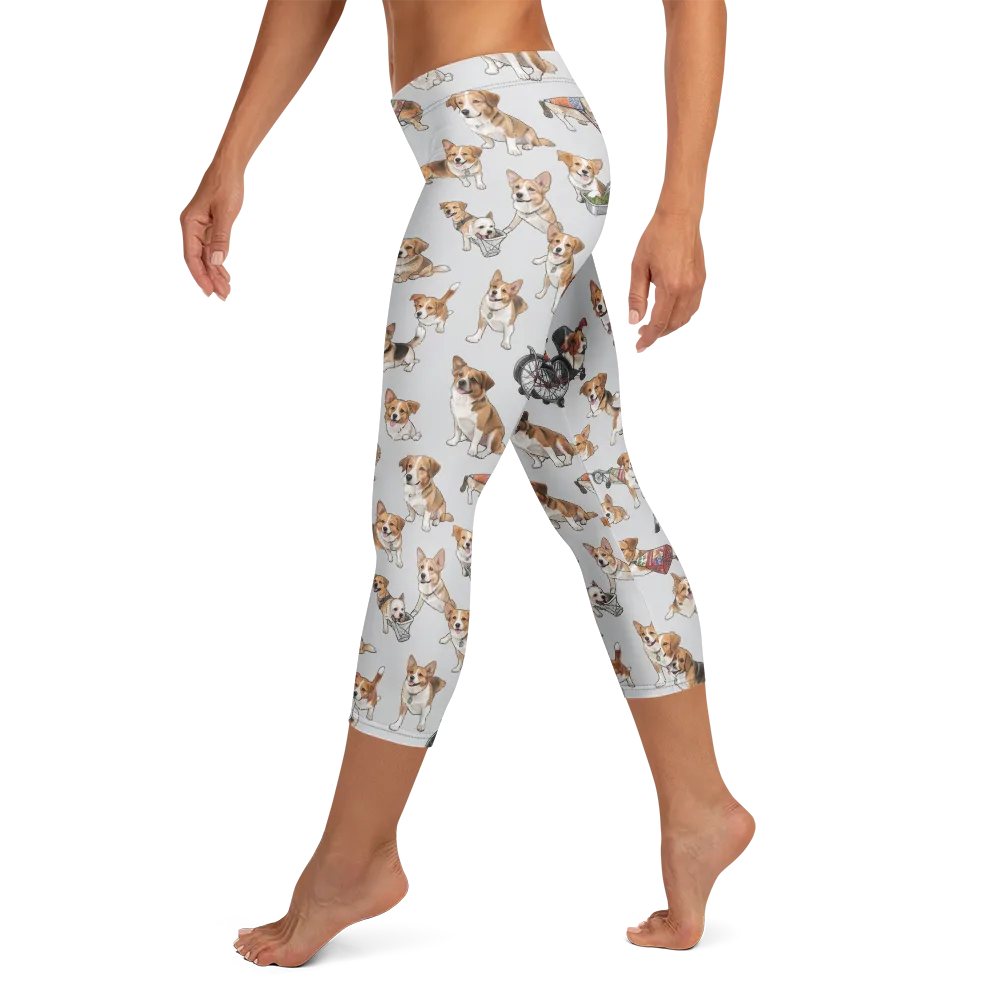 Good Dog Parade on Capri Leggings — Left