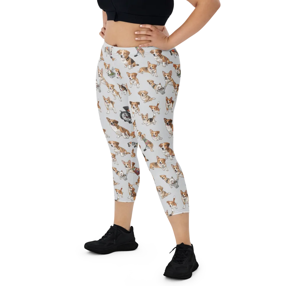 Good Dog Parade on Capri Leggings — Front