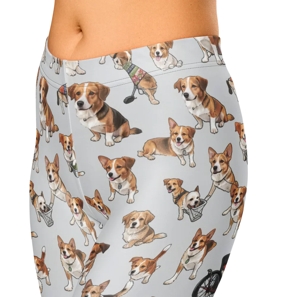 Good Dog Parade on Capri Leggings — Zoomed-in
