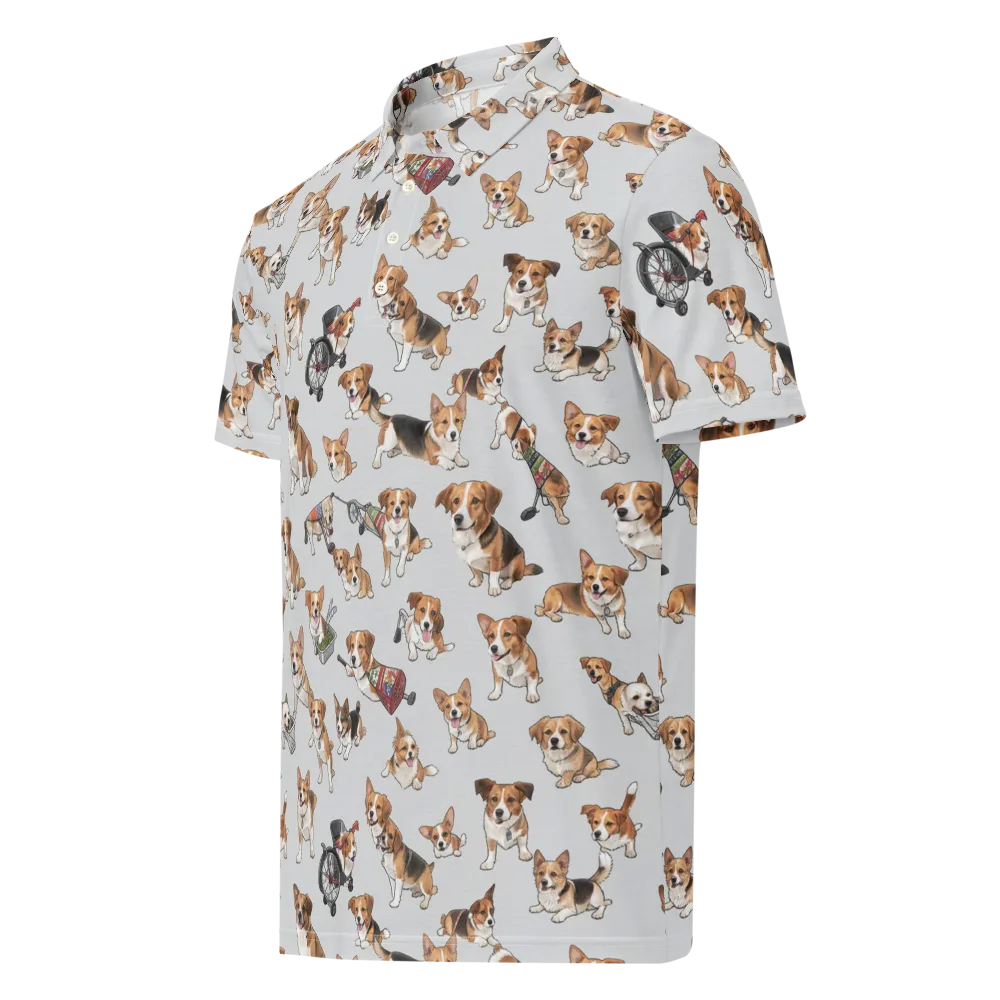 Good Dog Parade on Men's Slim Fit Polo Shirt — Left Front
