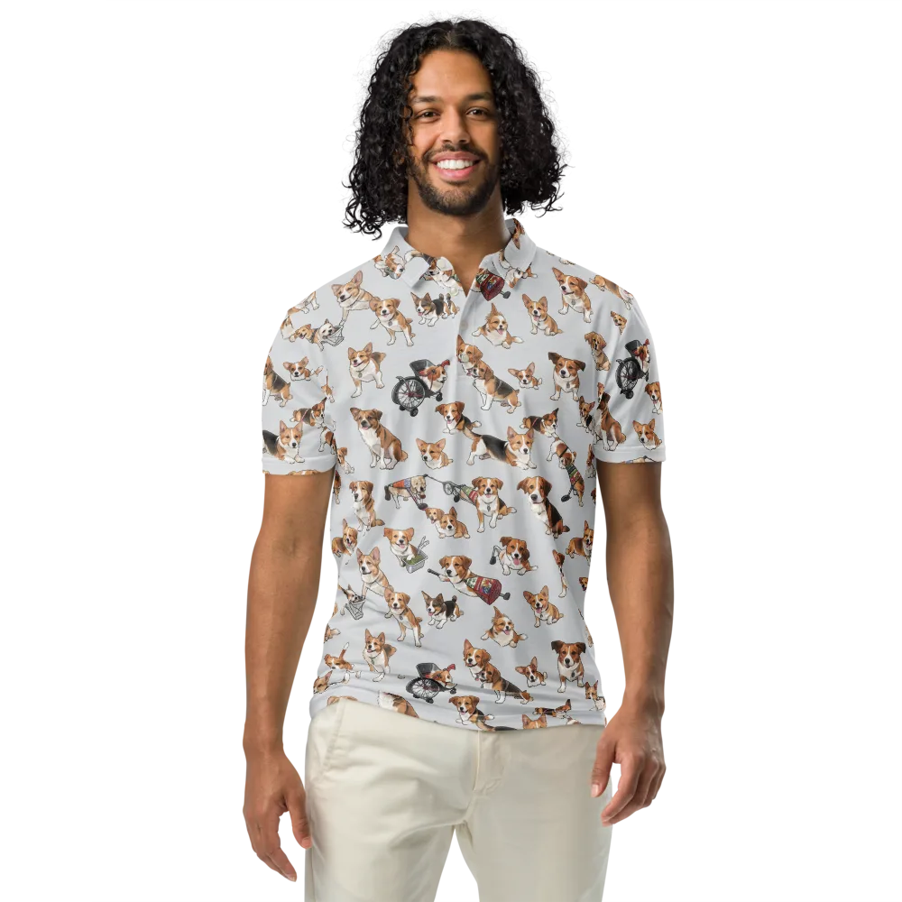 Good Dog Parade on Men's Slim Fit Polo Shirt — Front