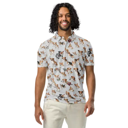 Good Dog Parade on a Men's Slim Fit Polo Shirt