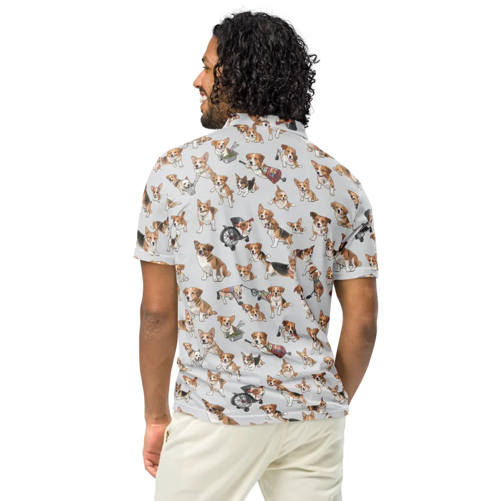 Good Dog Parade on Men's Slim Fit Polo Shirt — Back