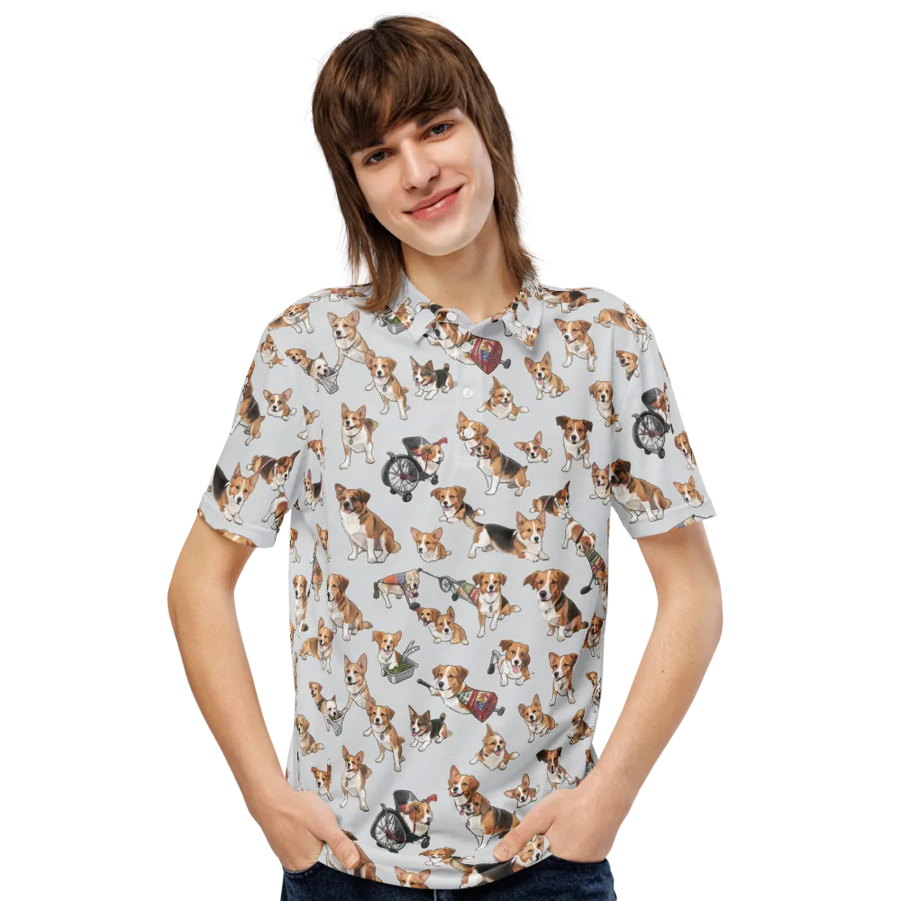 Good Dog Parade on Men's Slim Fit Polo Shirt — Front