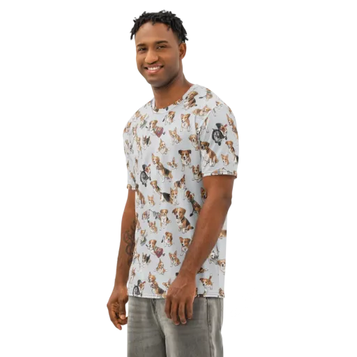 Good Dog Parade on a Men's Cotton Crew Neck T-Shirt