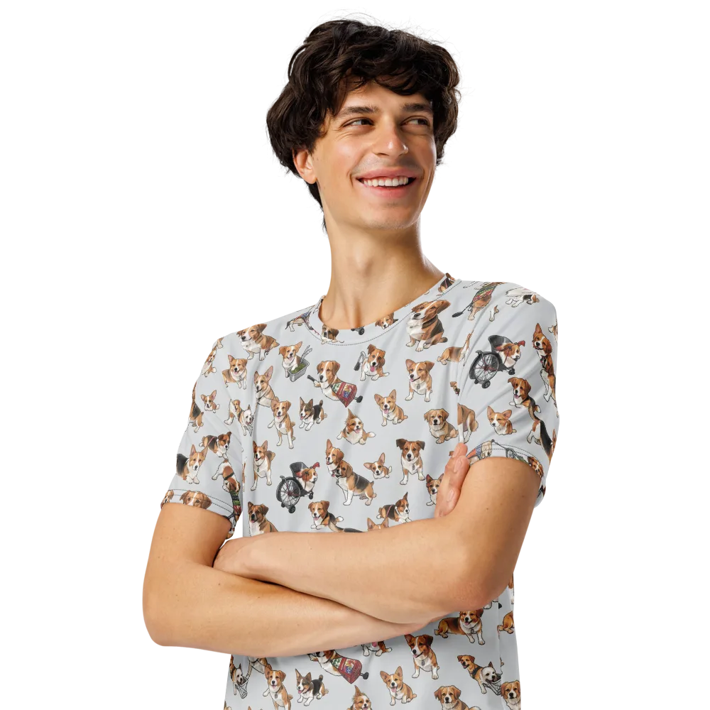Good Dog Parade on Men's Crew Neck T-Shirt — Left Front
