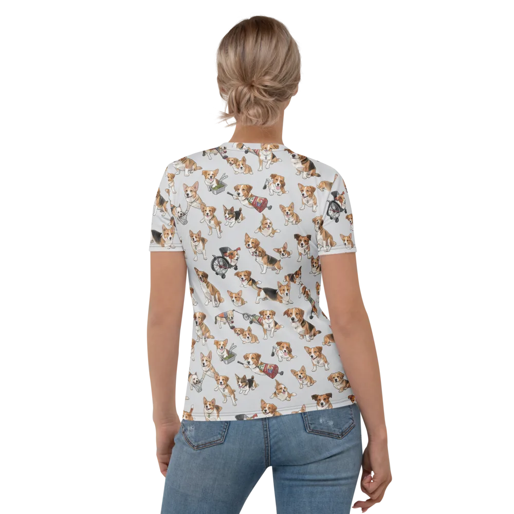 Good Dog Parade on Women's Crew Neck T-Shirt — Back