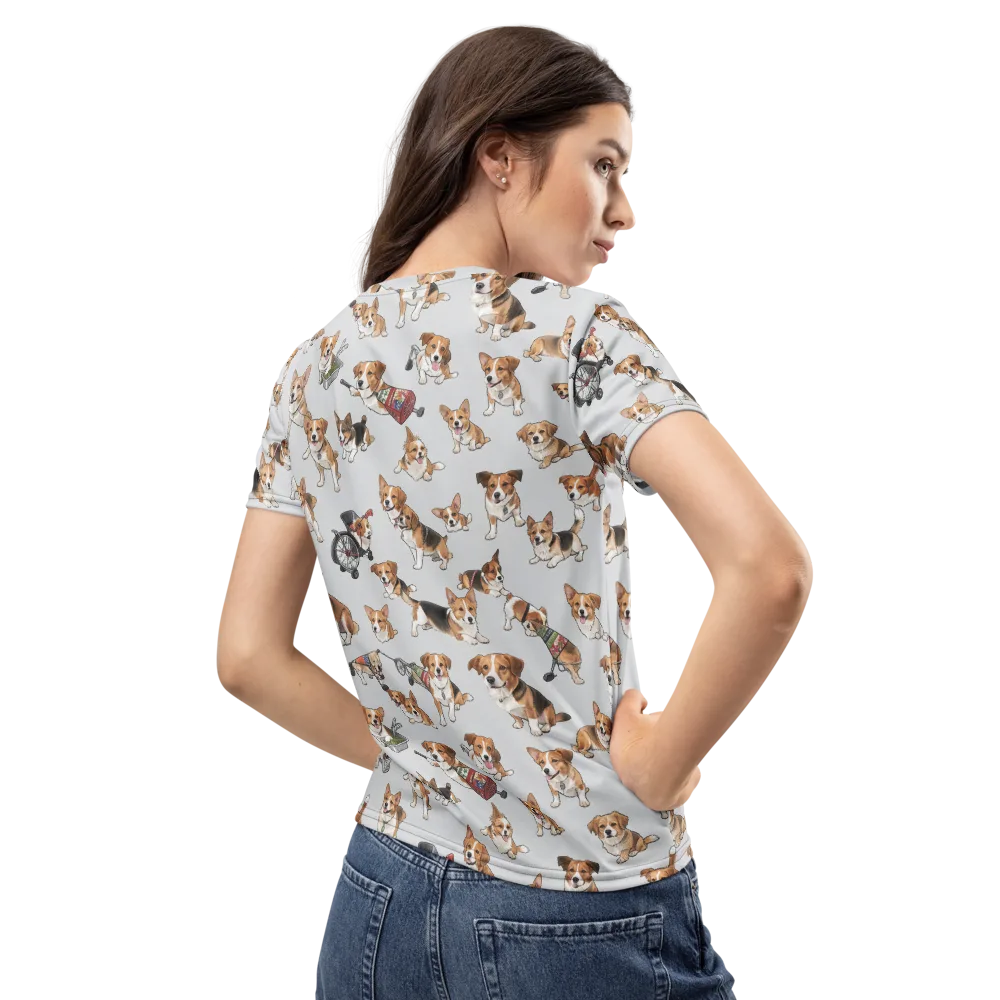 Good Dog Parade on Women's Crew Neck T-Shirt — Back