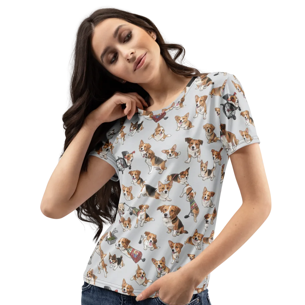 Good Dog Parade on Women's Crew Neck T-Shirt — Left Front