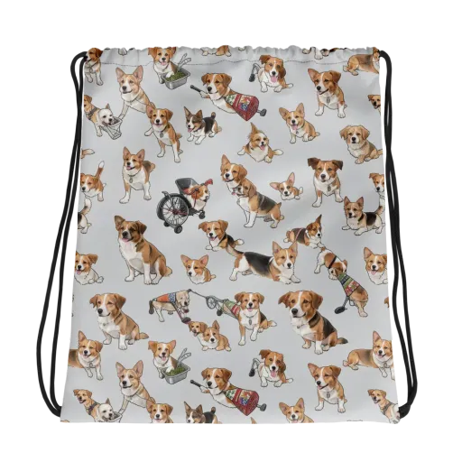Good Dog Parade on a Drawstring Bag