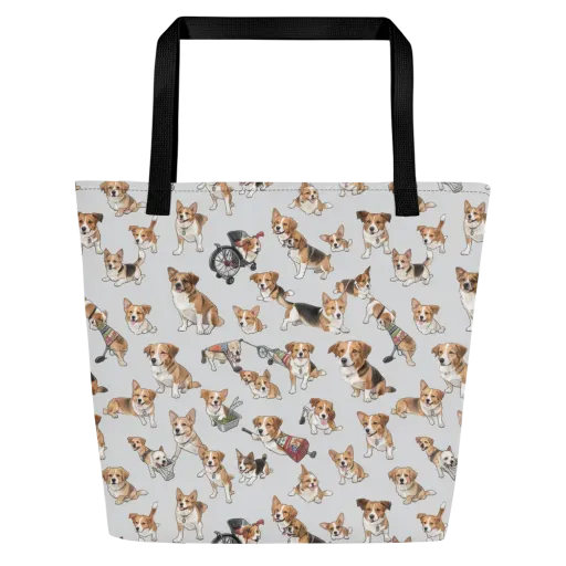 Good Dog Parade on a Large Tote Bag W/ Pocket