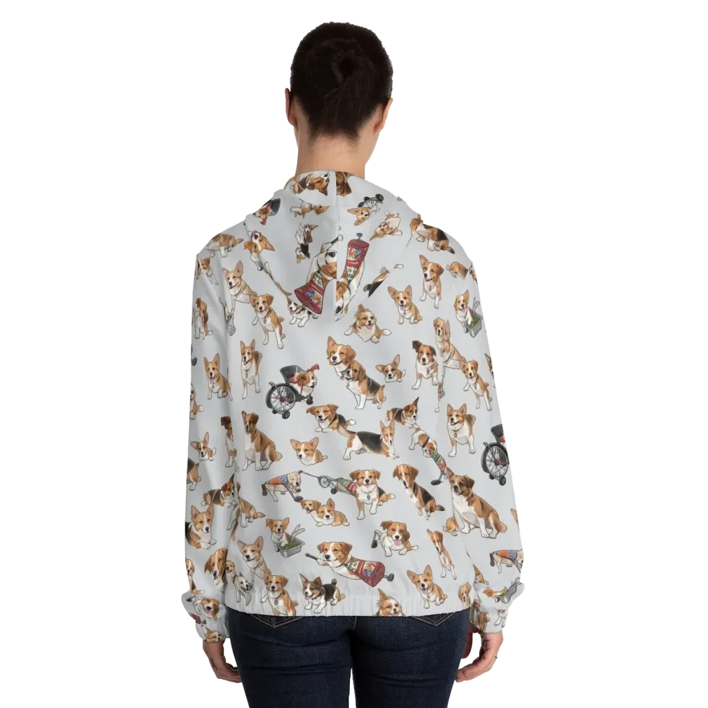 Good Dog Parade on Women's Full-Zip Hoodie — Back On Person