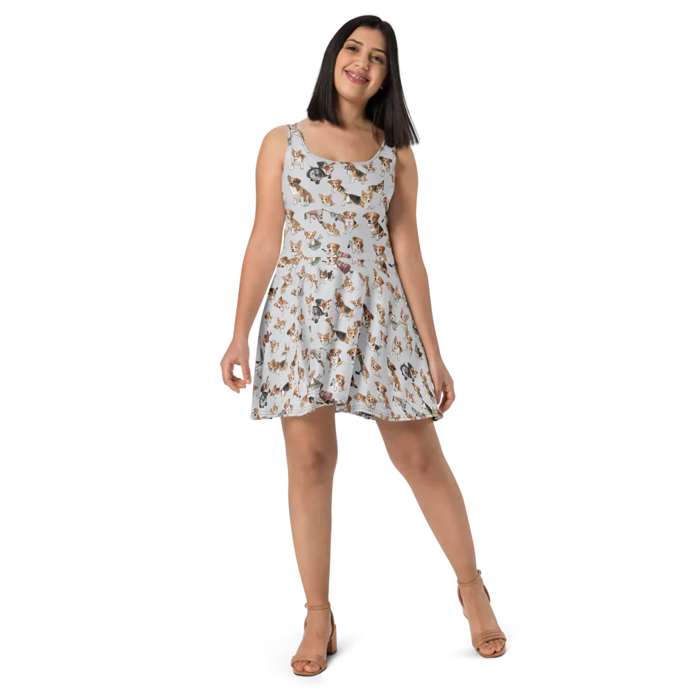 Good Dog Parade on Skater Dress — Front