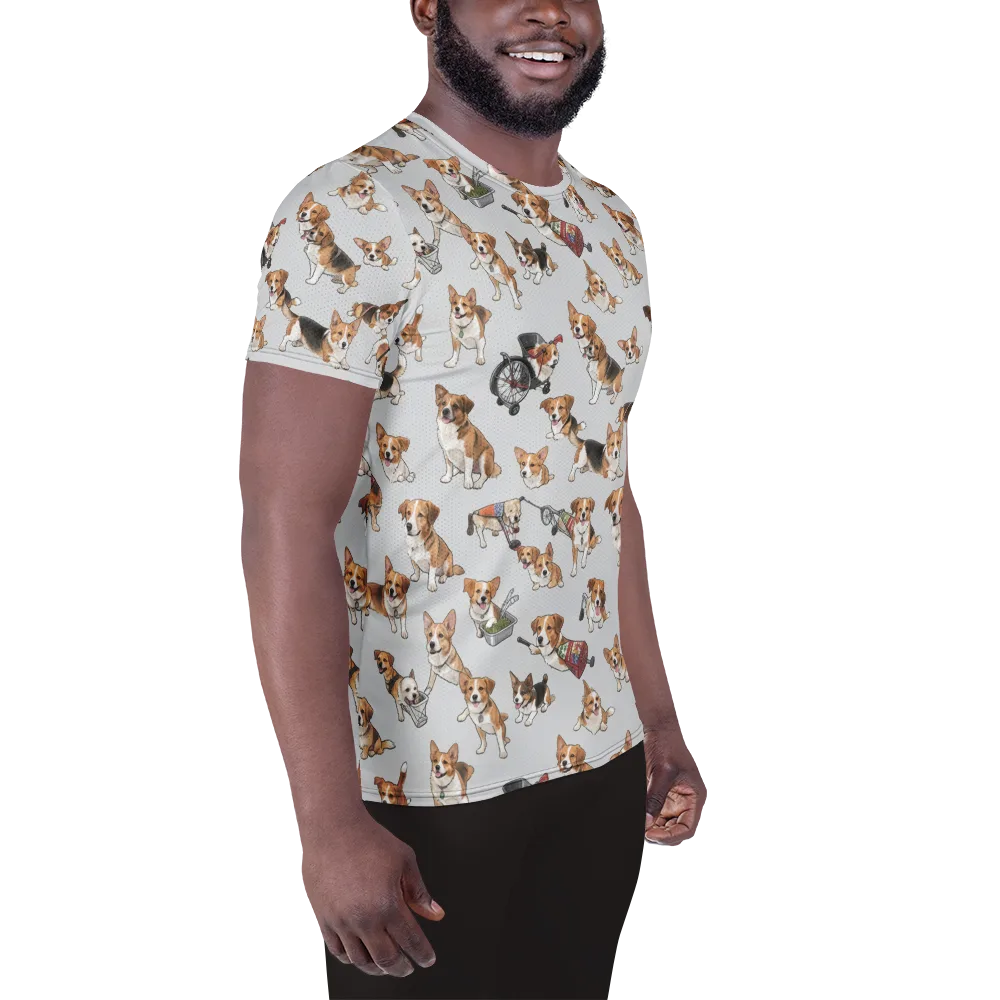 Good Dog Parade on Men's Athletic T-Shirt — Right