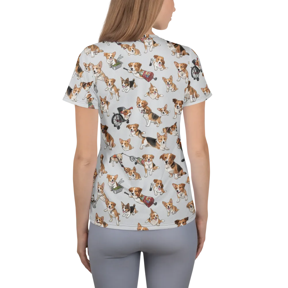 Good Dog Parade on Women's Athletic T-Shirt — Back