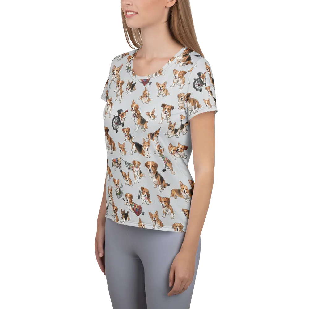 Good Dog Parade on Women's Athletic T-Shirt — Left