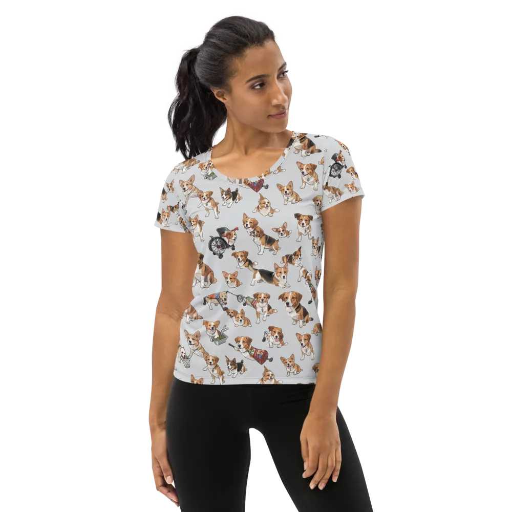 Good Dog Parade on Women's Athletic T-Shirt — Front