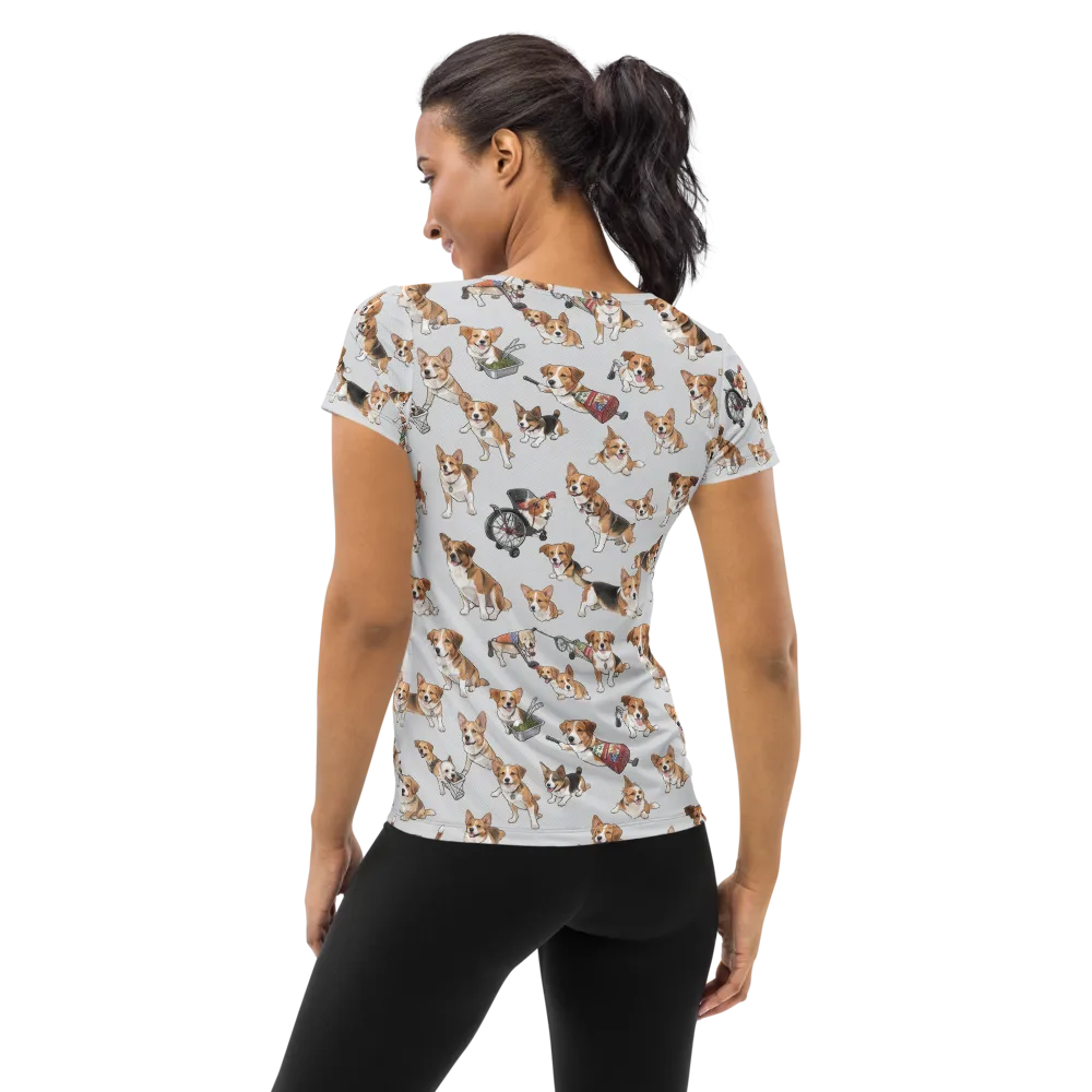Good Dog Parade on Women's Athletic T-Shirt — Back