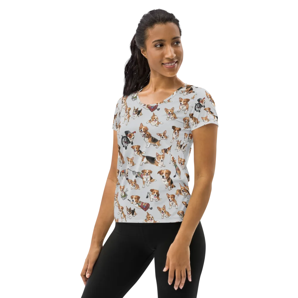 Good Dog Parade on Women's Athletic T-Shirt — Left