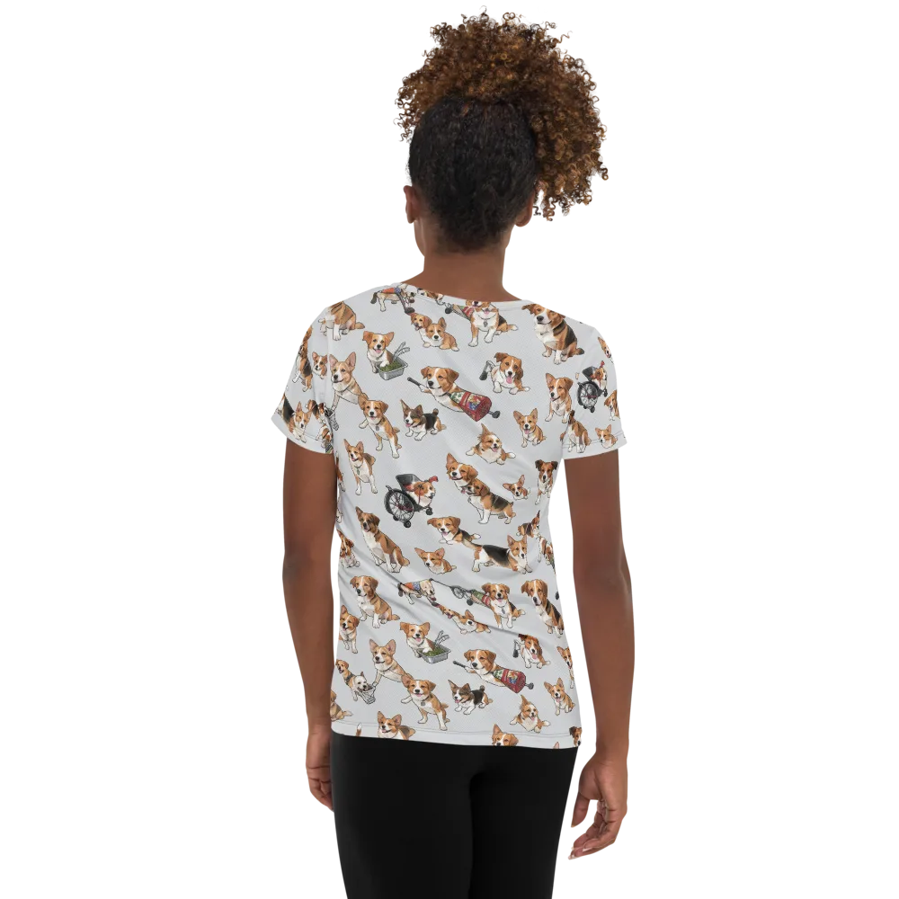 Good Dog Parade on Women's Athletic T-Shirt — Back
