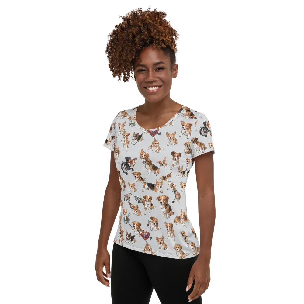 Good Dog Parade on Women's Athletic T-Shirt — Left