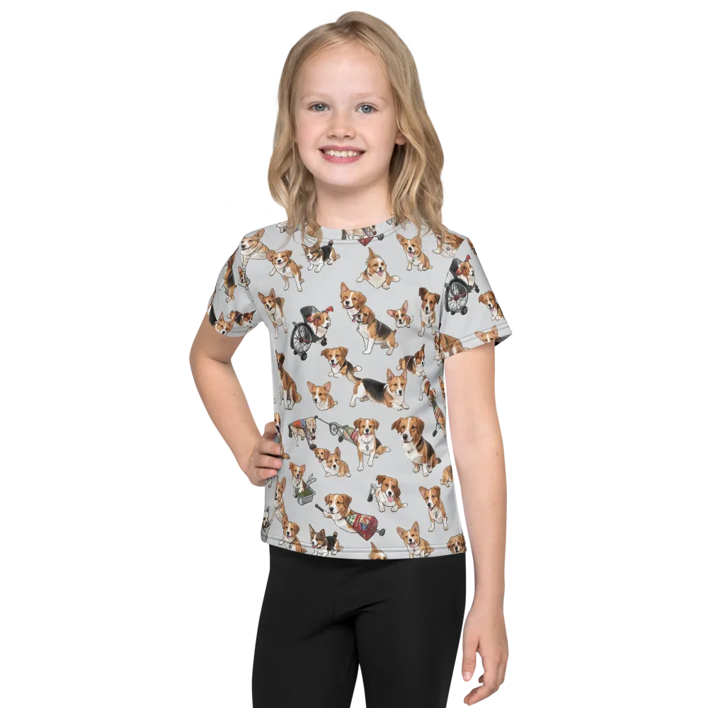Good Dog Parade on Kids Crew Neck T-Shirt — Front