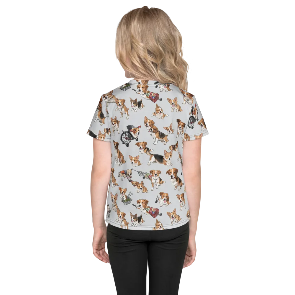 Good Dog Parade on Kids Crew Neck T-Shirt — Back