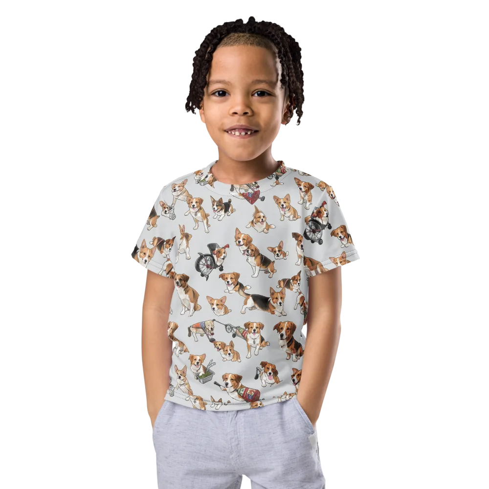 Good Dog Parade on Kids Crew Neck T-Shirt — Front