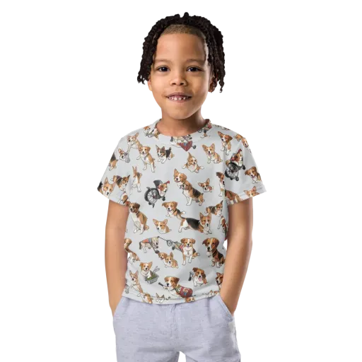 Good Dog Parade on a Kids Crew Neck T-Shirt