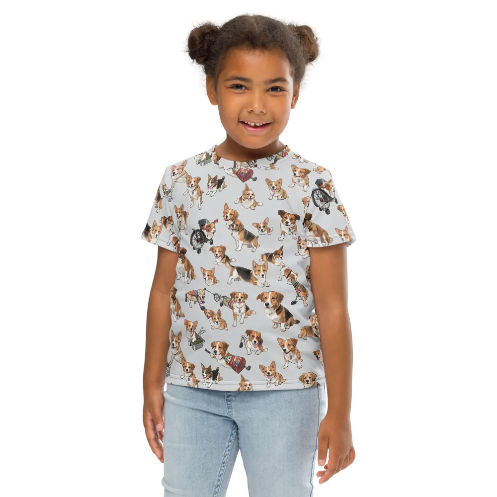 Good Dog Parade on Kids Crew Neck T-Shirt — Front